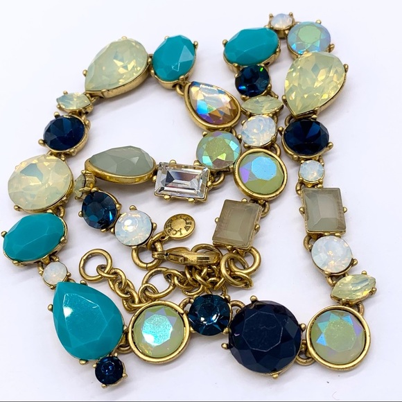 J. Crew Blue and Yellow Opalescent Jeweled Necklace - Picture 2 of 3